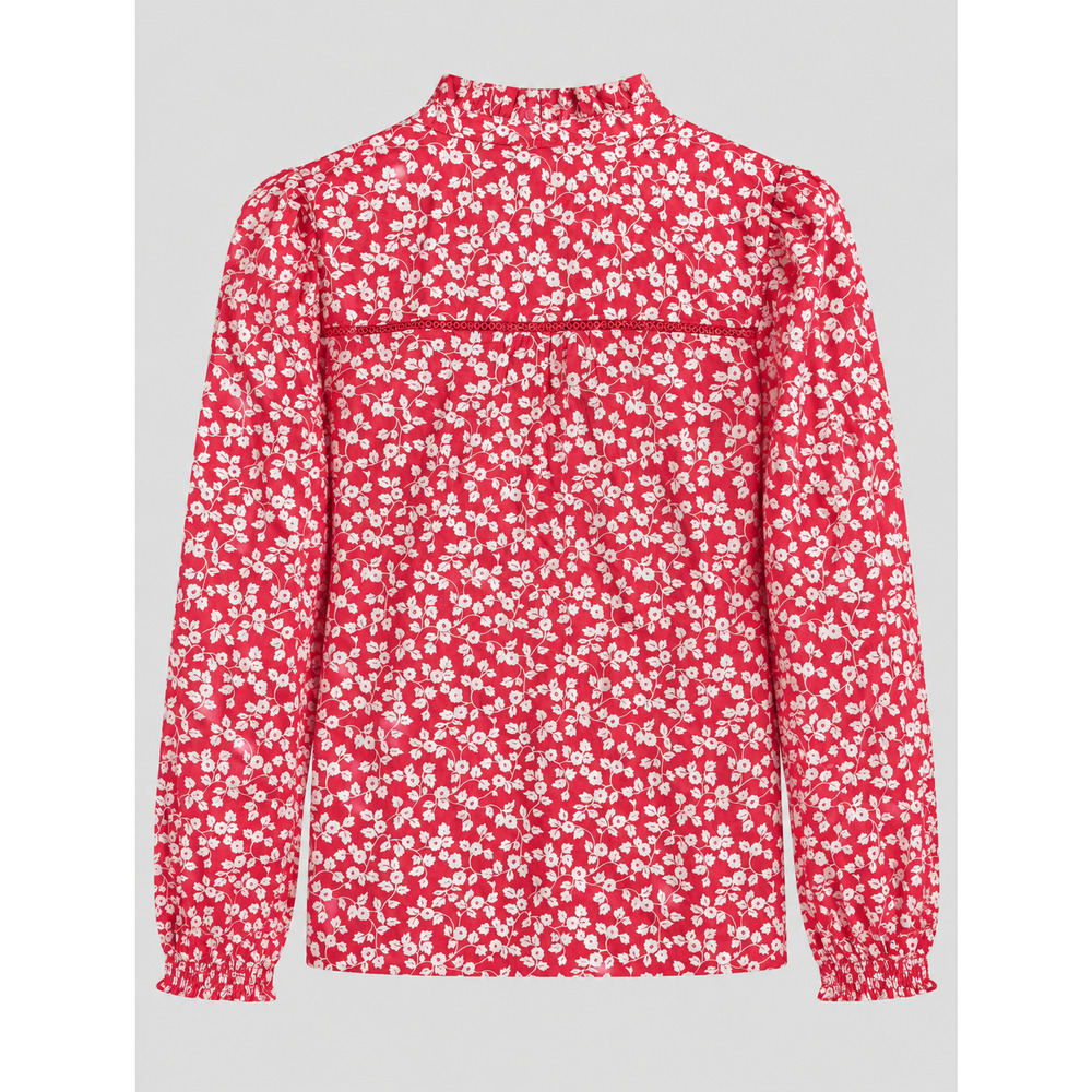 Boden Helena Cotton Top Womens US 4 UK 8 Red White Floral Lace T1907 NWT - Picture 2 of 6